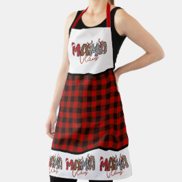 Delantal Mama Claus Typography y Checkered
