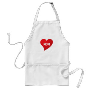 Delantal Mamá corazón rojo blanco moderno moda elegante ado