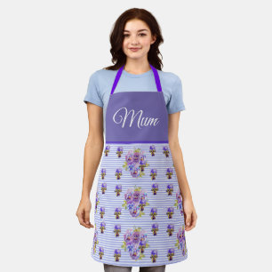 Delantal Mamá de patrón violeta violeta violeta violeta flo
