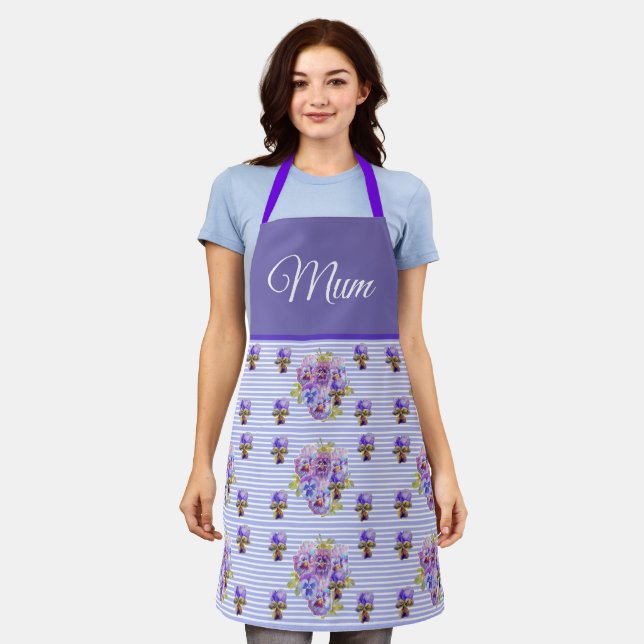 Delantal Mamá de patrón violeta violeta violeta violeta flo (Gastado)
