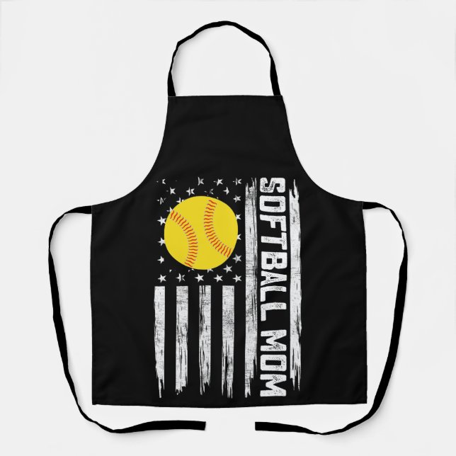 Delantal Mamá del Softball American Bandera de Estados Unid (Anverso)
