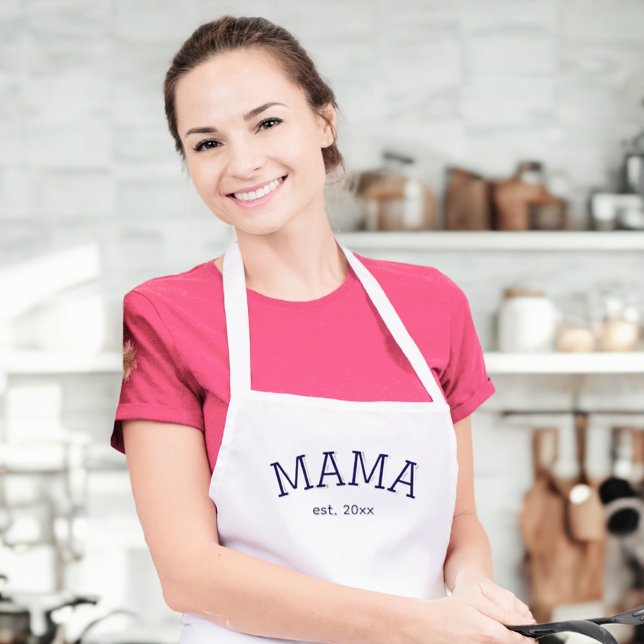 Delantal Mama estableció 🍳 regalo de Día de la Madre perso (Mama Established 🍳 Personalized Mothers Day Gift Adult Apron)