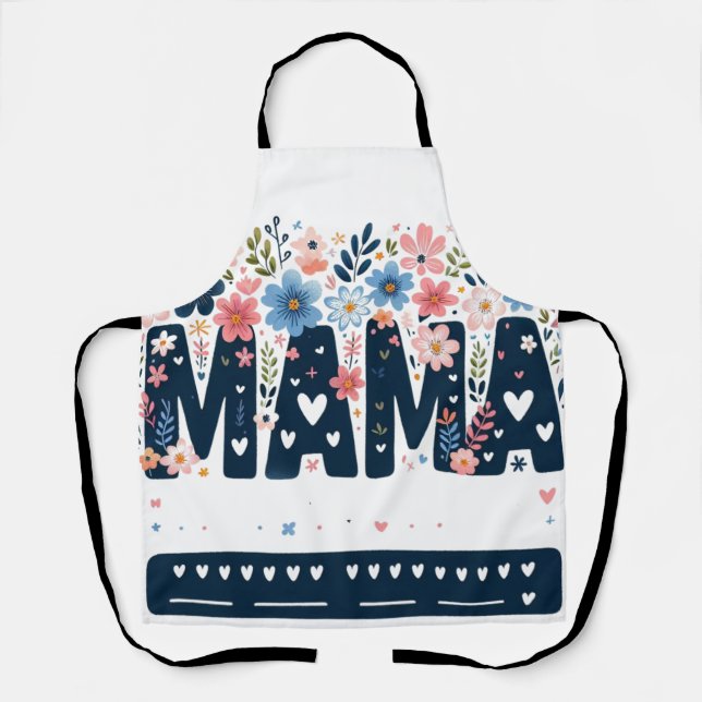 Delantal Mama Floral Heart – Boho Chic Mom Design (Anverso)