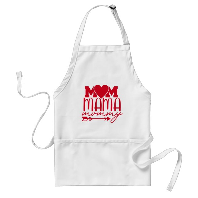 Delantal Mamá mamá cocina de Día de la Madre rojo lindo (Frente)