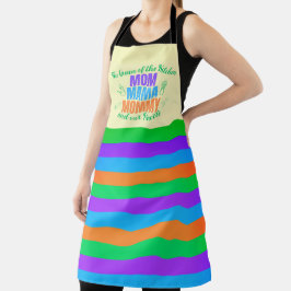 Delantal Mamá Mama Mami Reina de la Cocina Rayas Sólidas