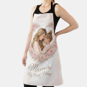 Delantal Mamá: Mi primer hogar   Madre e hija floral