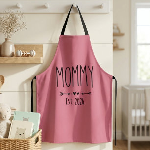 Delantal Mamá Minimalista Rosa Letra Alta Año de Establecim