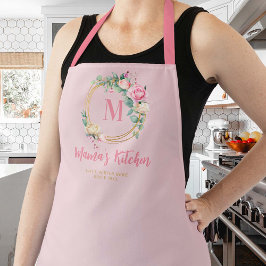 Delantal Mamá obsequia a Rosas rosados de Rubor Monograma D