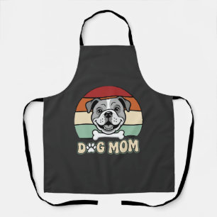 Delantal Mamá Perro Retro Vector Bulldog