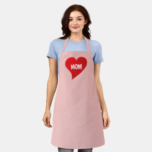 Delantal Mamá rosa claro y rojo gran corazón linda cocina m
