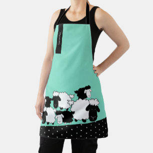 Delantal Manada blanca y negra personalizada de ovejas