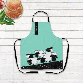 Delantal Manada blanca y negra personalizada de ovejas