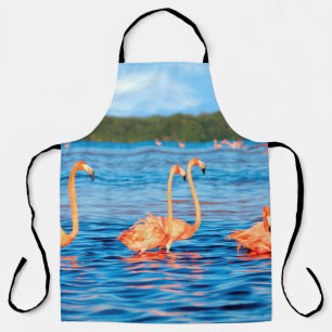 Delantal Manadas de hermosos flamencos rosas en Celestun