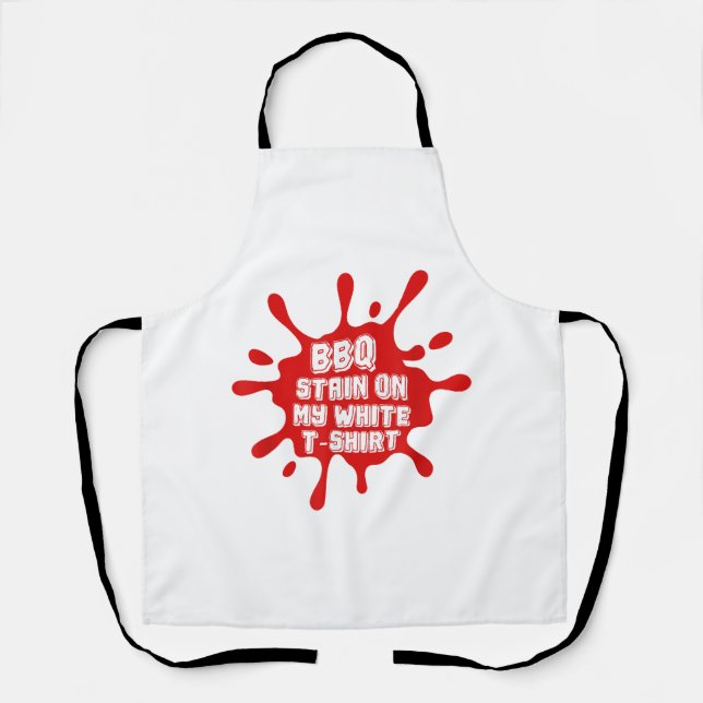 Delantal Mancha De barbacoa en mi camiseta blanca Divertida (Anverso)