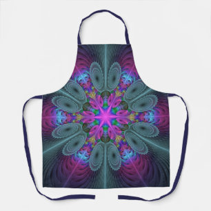 Delantal Mandala Colorido y llamativo arte fractal Kaleidos