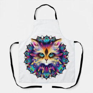 Delantal Mandala con un lindo retrato de gato