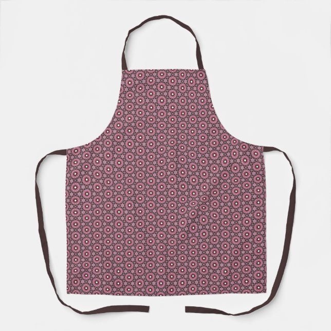 Delantal Mandalá de pluma rosa boho (Anverso)