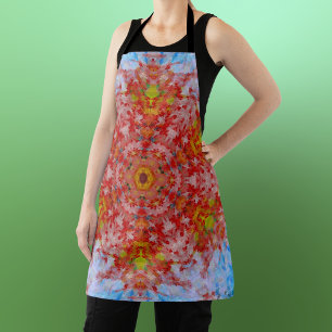 Delantal Mandala digital amarillo rojo y azul