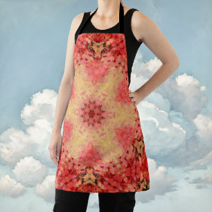 Delantal Mandala digital amarillo, rosa y rojo