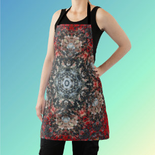Delantal Mandala digital rojo y blanco