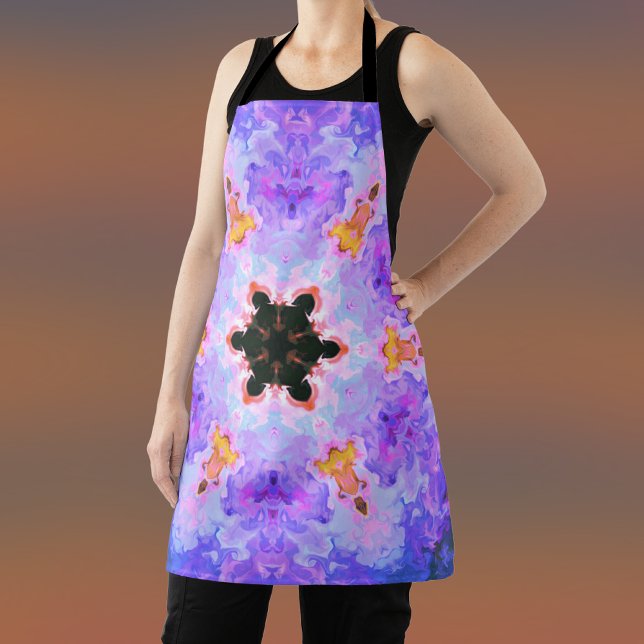 Delantal Mandala psicodélica flor rosa azul y amarillo (Subido por el creador)