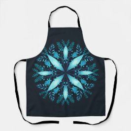Delantal Mandala turquesa - Flor de copo de nieve azul en i