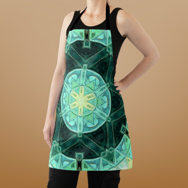 Delantal Mandala Verde azulada y amarilla (Subido por el creador)