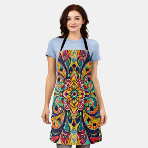 Delantal Mandalas Sinfonía de Color – Floral Psicodélico Au