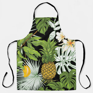 Delantal Mango de piña: Ilustracion negro de cosecha.