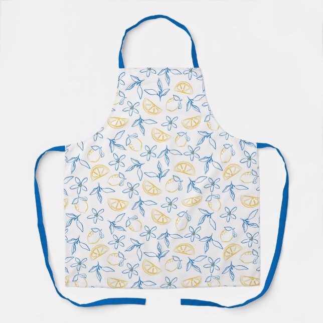 Delantal Mano de patrón de limón dibujada Apron (Anverso)