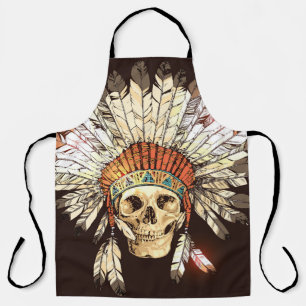 Delantal Mano dibujada de la cabeza de un nativo americano