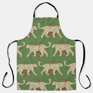 Delantal Mano dibujada de un paro de leopardo abstracto con