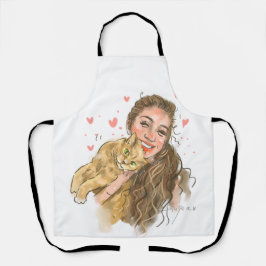 Delantal Mano personalizado - Apron de retrato dibujado | P