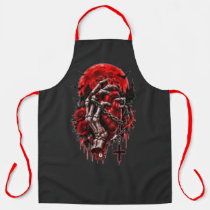Delantal Manos de esqueleto gótico rosas rojas Halloween ho