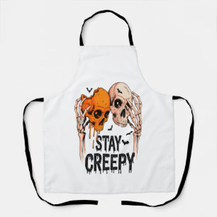 Delantal Mantén Creepy PNG, Calavera Retro Halloween