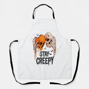 Delantal Mantén PNG espeluznante, Halloween de cráneo retro
