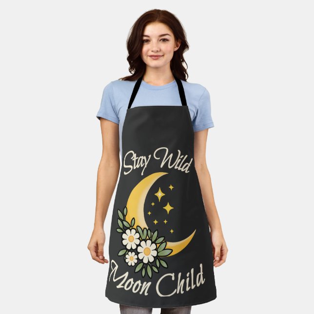 Delantal Mantén salvaje niño luna | Media luna boho con Dai (Gastado)