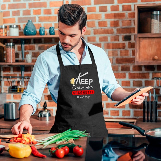 Delantal mantener la calma y la espagueti | apron de regalo (Subido por el creador)