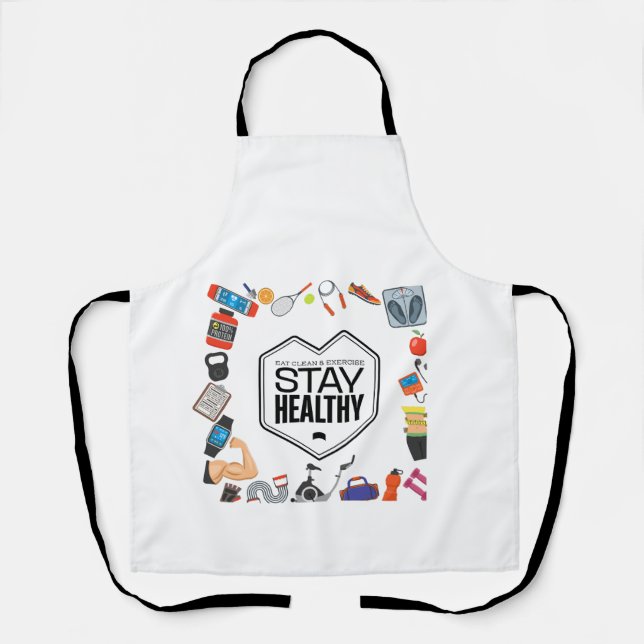 Delantal mantener un diseño motivacional saludable (Anverso)