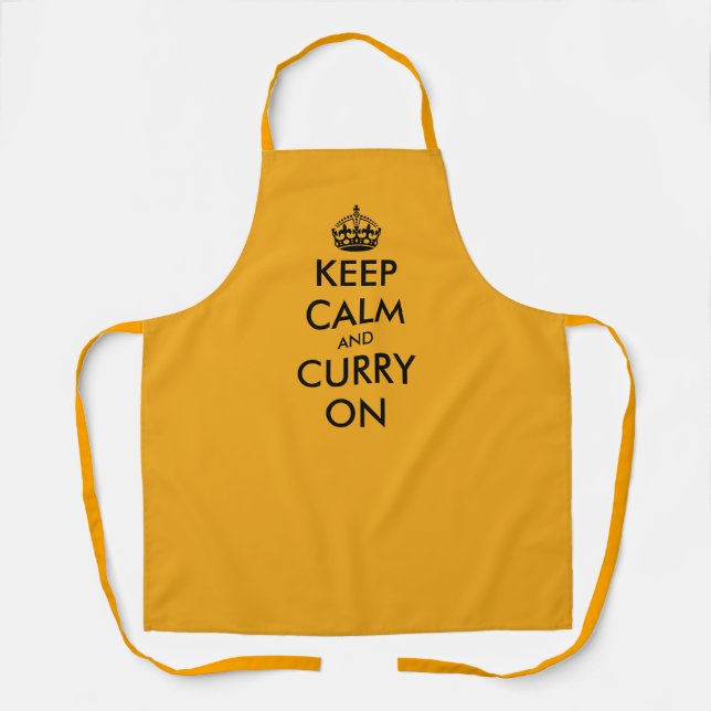Delantal Mantenga la calma y el curry en la cocina divertid (Anverso)