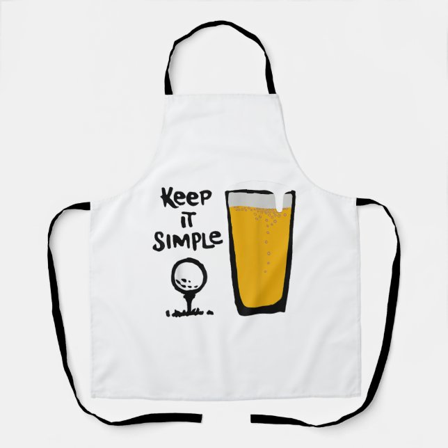 Delantal Manténgalo Simplemente Gracioso Cerveza Golf (Anverso)