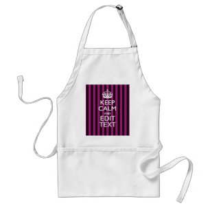 Delantal Mantengan la calma en su texto Fuchsia Stripes