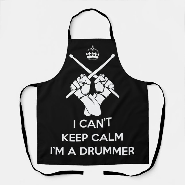 Delantal Mantengan la calma Soy un baterista, no puedo mant (Anverso)