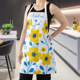 Delantal Mantequilla floral amarilla y azul