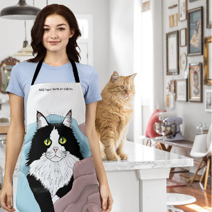 Delantal Mantitas de gato esmoquin caprichosas rosadas y az