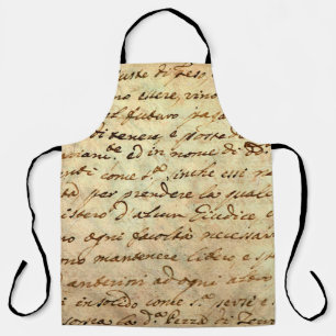 Delantal manuscrito antiguo del siglo XVII escrito en tinta