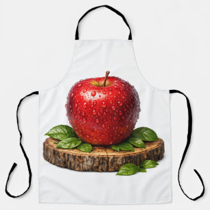 Delantal Manzana Fruta Roja Vibrante con Rocío