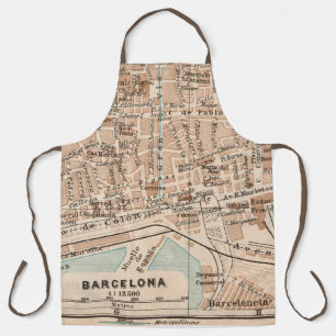 Delantal Mapa antiguo de Barcelona