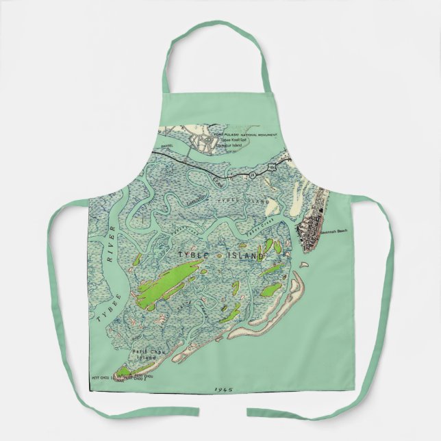 Delantal Mapa Antiguo de la Isla Tybee Georgia (Anverso)