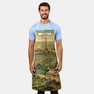 Delantal Mapa Antiguo de París Vista de Pájaro